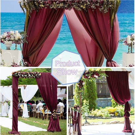 Rideau d'extérieur monobloc, toile de fond pour décoration de mariage, rideau de gaze prêt à l'emploi, scène de diffusion en direct, décoration de fiançailles - rose clair 57FT / 1,52,15M, une pièce. (1/5)