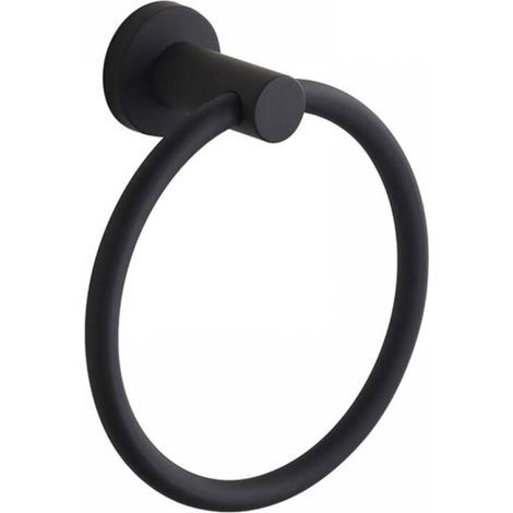 1pc Anneau porte-serviette mural en acier inoxydable 304 pour salle de bain Noir (1/4)
