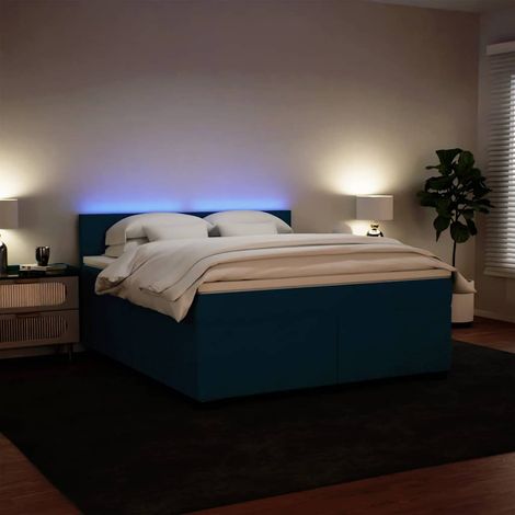 Boxspringbett mit Matratze Blau 180x200 cm Samt (1/5)