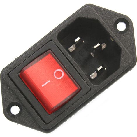 Jeffergarden 1 x prise de courant IEC 320 C14, 250 V 10 A, interrupteur à bascule rouge-DOU