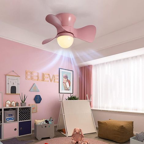 Ventilateur de Plafond LED avec Télécommande, Moteur Réversible, 6 Vitesses,Rose (1/5)