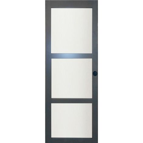 Porta Scorrevole Blakeria RAL7016 Vetrata H204 x L73 e 2 Gusci Neri