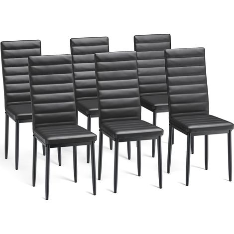 Bealife Lote de 6 Sillas de Comedor/Cocina con Asiento Acolchado en Cuero PU, Pata Metálica y Pies de Goma Negros (1/5)