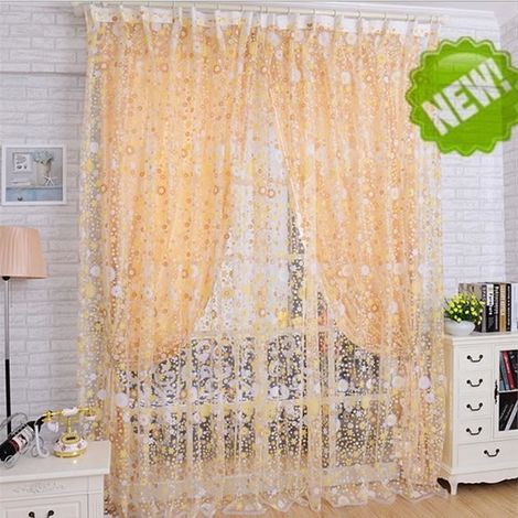 Rideau Imprimé Floral Voile pour Porte Fenêtre Chambre 100x200 CM - Violet - Autres motifs (1/4)