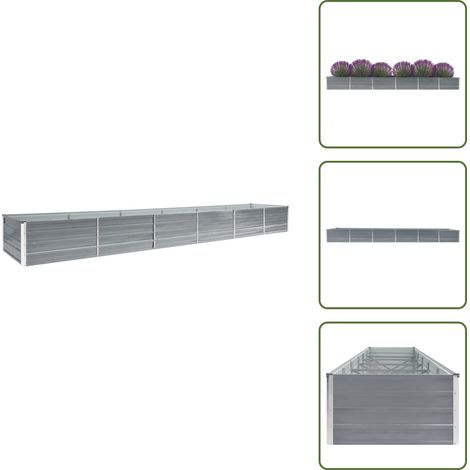 Garten-Hochbeet Verzinkter Stahl 480x80x45 cm Grau - Hochbeet - Gartenhochbeet - Stahlteil - Pflanzenbehälter - Balkonbepflanzung (1/5)
