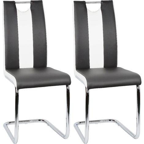 Skecten Set de 2 Sillas de Comedor / Silla Cantilever con Respaldo / Negro (1/4)