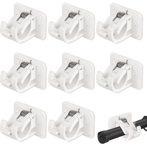 Lot De 8 Support Rideau Sans Percage, Porte Tringle Rideau Sans Percage Supports de Tringle Auto-Adhésifs Support Adhésif Tringle Rideaux, pour Rideaux Suspendus ou Porte-Serviettes Blanc Plastique (1/4)
