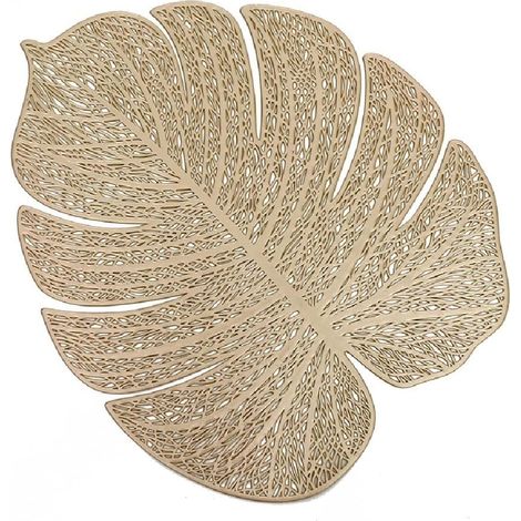 Set of 6 Decorative Non-Slip Plastic Kitchen Placemats Gold (1/5)