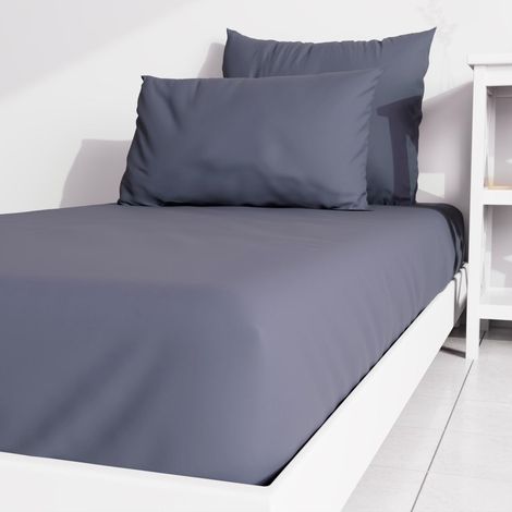 Drap housse uni 90x190 cm ZZZ bleu jean