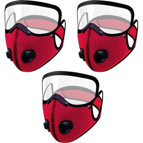 Mascarilla deportiva de 3 piezas con válvulas de exhalación, mascarilla deportiva antipolvo de protección personal ajustable. (1/5)