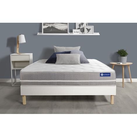 Ensemble matelas Ressorts ensachés ACTIFLEX TOUCH 90x190 3zones de confort + sommier KIT blanc (1/5)