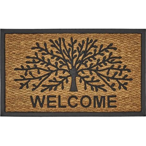 Paillasson de bienvenue en noix de coco, arbre 75x45 cm (1/5)