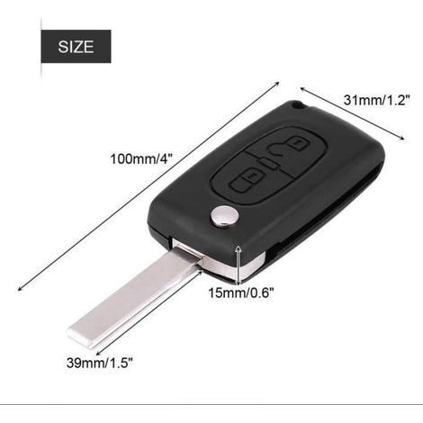 Clef De Voiture - Télécommande À Distance 2 Boutons - Fréquence 433 Mhz - Puce Id46 - Pour Peugeot 207 307 308 407 807 - 1 Pièce (1/5)