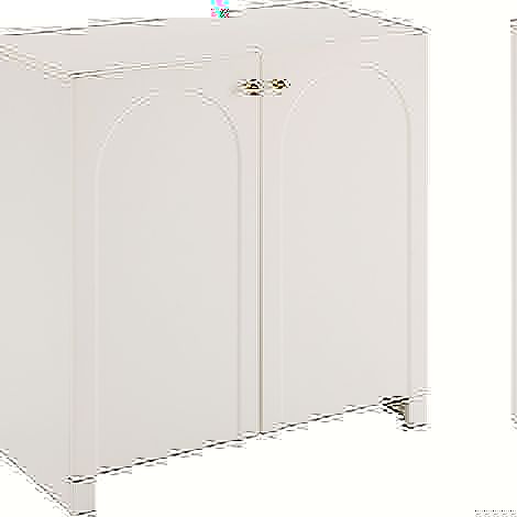 Buffet et enfilade avec 2 Portes, Motif Arche, avec Poignees Dorees, pour Chambre, en Panneau de Particules 80×40×80 cm