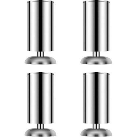 4 pieces furniture feet stainless steel feet height adjustable bed legs sofa feet with rubber mat and screws - 12 cm
