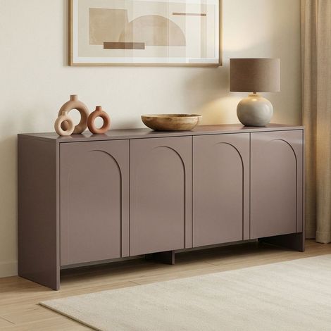 Sideboard aus mokkabraunem Melamin – sechs Fächer – 180 x 80 x 45