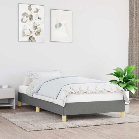 Estructura de cama sin colchón tela gris oscuro 90x200 cm (1/5)