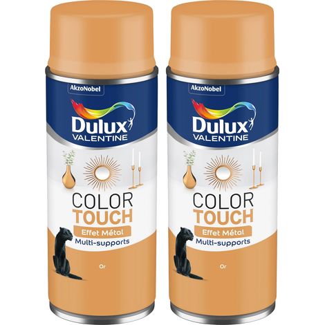 Lot de 2 - Peinture aérosol Color Touch Multi-Supports - Effet Metallisé Or 400 ml - Dulux Valentine