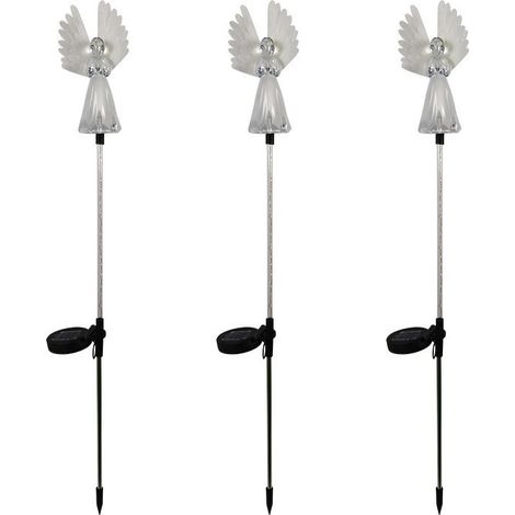 Set mit 2 Solar-Engelsleuchten, Engels-Gartenleuchten mit bunten Flügeln, dekorative Außenbeleuchtung für Wege (2er-Pack) (1/4)