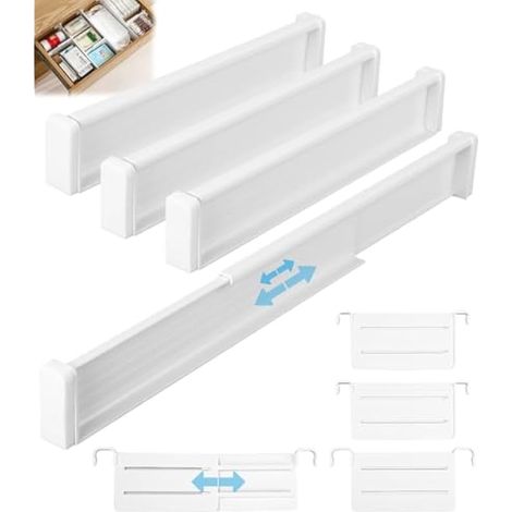 Séparateurs de tiroirs réglables 8 pièces, organisateur de penderie, pour tiroirs profonds, cuisine, salle de bain, chambre, bureau, 32-56 cm (1/5)