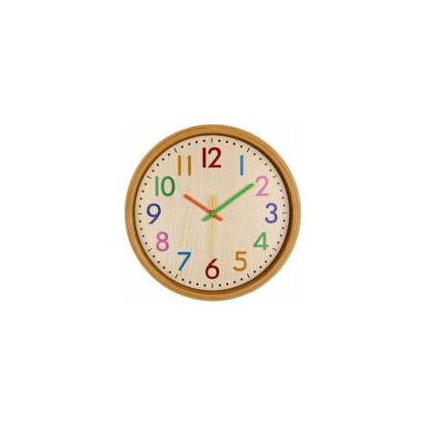 Horloge murale silencieuse de 30 cm avec chiffres colorés pour enfants, grande horloge décorative sans tic-tac, style vintage, fonctionne à piles (1/4)