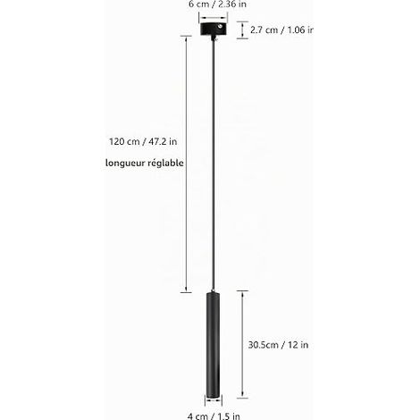 Moderne Noir Lampe à Suspension Cylindre à LED COB Patch 3W Suspension Luminaire Cylindre φ430.5CM Intérieur Cuisine Ile Salle à Manger Magasin Bar Comptoir (1/4)