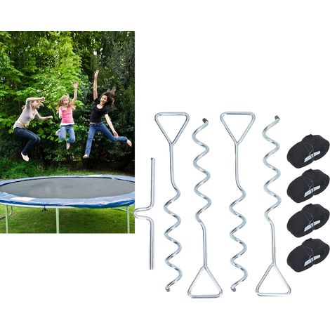 Ancrage au sol pour trampoline extérieur, ancrage anti-basculement, laisse pour chien de camping, piquet en spirale, ancrage à ressort pour animaux de compagnie, piquet de tente en gros argent (1/5)