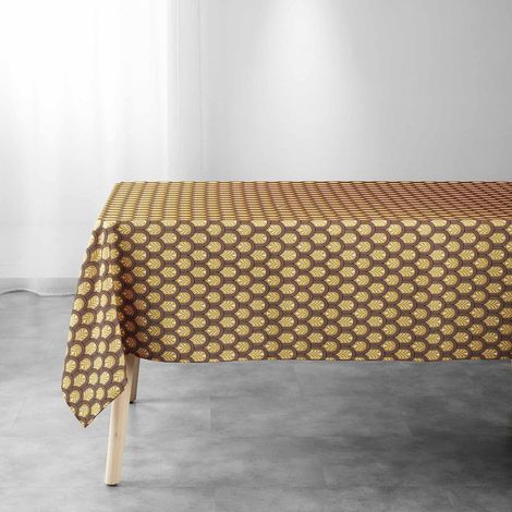 Nappe rectangle imprimé feuilles "Manuela" - Jaune - 145 x 240 cm - Livraison gratuite (1/3)