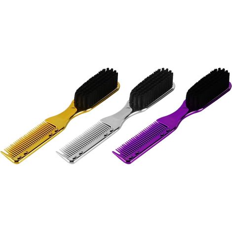3 Pcs Barber Trimmer Brush Cleaning Brush with Barber Combs, Beard Brush and Flat Comb for Men (1/5)