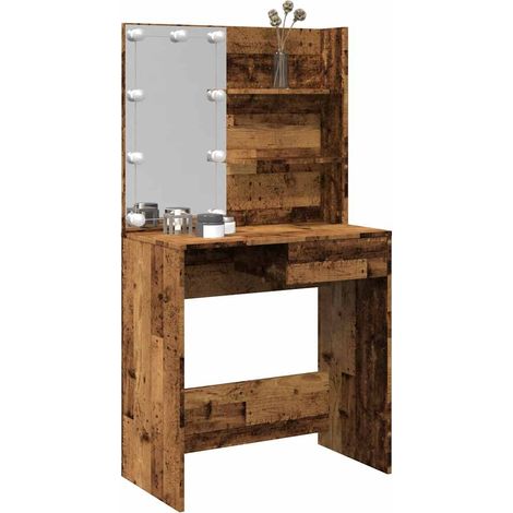 Teenpull – Schminktisch mit LED-Leuchten Altholz-Optik 74,5x40x141 cm (1/5)