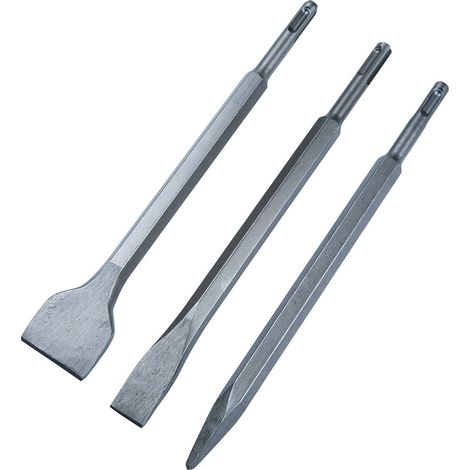 BlueSpot 3-Piece 250mm SDS Plus Masonry Drill and Chisel Set with Pointed and Flat Chisels (1/5)