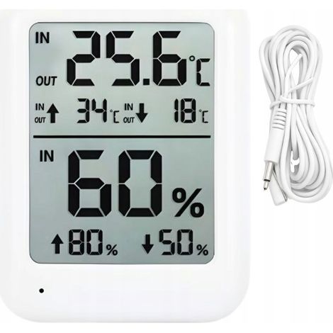 Station météo numérique avec hygromètre – Thermomètre intérieur/extérieur avec capteur et écran LCD