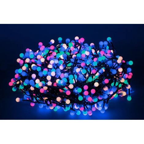 1000 palline colorate luce led Catena Luminosa Natalizia Multicolore lunga  55 metri uso esterno o interno ip44 certificate CE Funzione Memory addobbi natalizi decorazione locali casa giardino