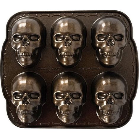 Halloween-Totenkopf-Kuchenform, Grusel-Totenkopf-Kuchenform, 3D-Totenkopf-Kuchenformen aus Aluminium, Antihaft-Gummibärchenformen, Halloween-Küchenutensilien