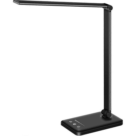 Lampe de bureau LED, lampe de bureau, lumière naturelle protégeant les yeux, lampe de bureau LED à intensité variable avec port de chargement USB, 5 modes