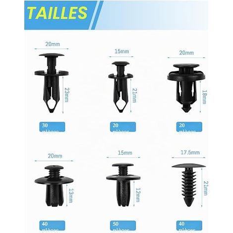 Clips de Fixation pour Voiture, H55 Rivet Plastique en nylon, Agrafes Carrosserie Panneau de Porte pour Pare-Chocs Kit (1/4)