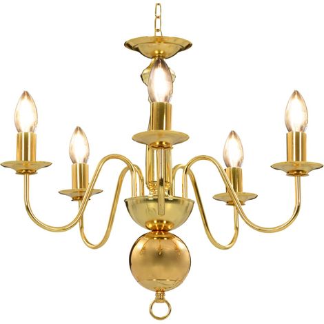 Kronleuchter Golden 5 x E14-Glühbirnen