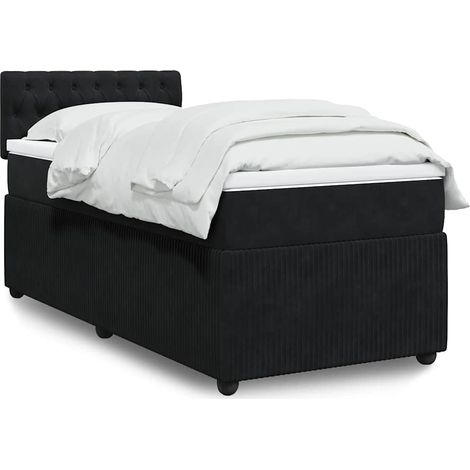 Boxspringbett mit Matratze Schwarz 90x190 cm Samt
