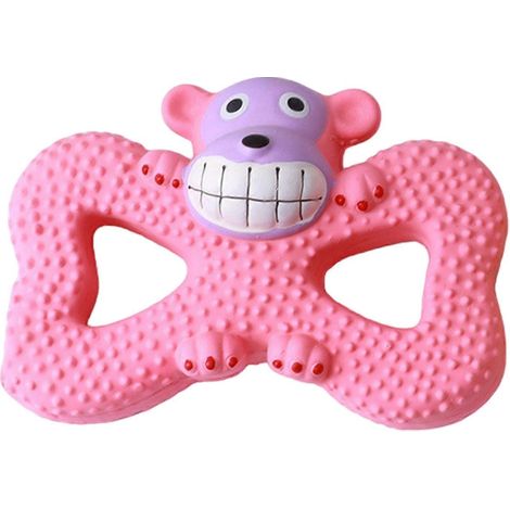 latex Monkey sonore Jouet pour chien – résistant aux morsures et dentition – pour macheurs intensifs nettoyage des dents Tug-of-War – Rose (1/5)