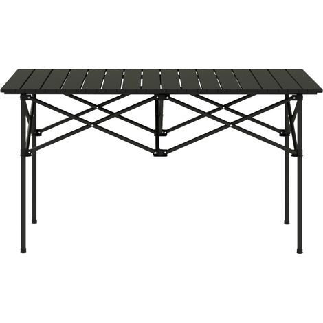 AMXCNOY Table de camping pliante avec plateau enroulable, structure en X, table de jardin en aluminium, légère, table d'appoint pour 2 personnes, idéale pour le jardin, le balcon ou le camping, 95 x 5 (1/5)