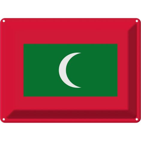 Plaque métallique 30x40 cm Drapeau des Maldives, bannière des Maldives, armoiries (1/5)