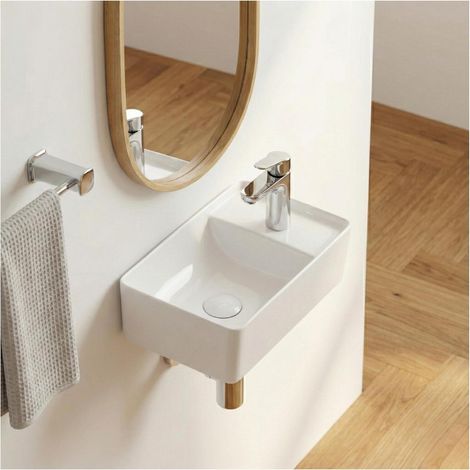 IDRO rechteckiges Aufsatzwaschbecken aus weißer Keramik 43x26,5cm