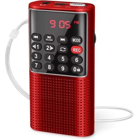 Radio Portable, Petite Radio Portable Rechargeable avec Fonction d'Enregistrement, Poste Radio FM Portable Supporte MP3/TF/AUX/USB-C (Rose) (1/4)