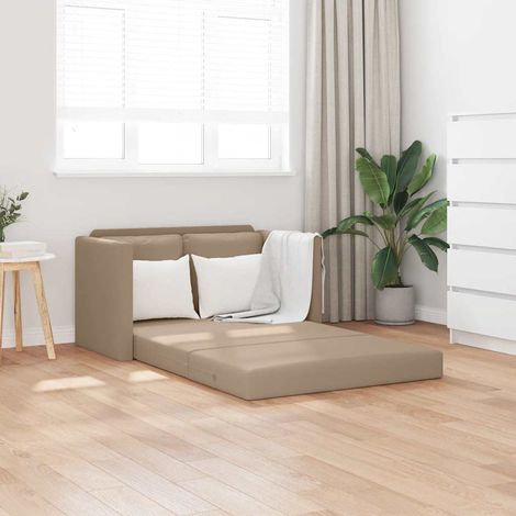 Bodensofa mit Schlaffunktion Cappuccino-Braun Kunstleder