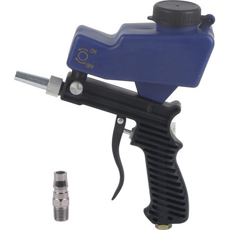 Gravity feed sandblasting gun, portable pneumatic sandblasting tool, 70-150 PSI pressure, 6000 rpm (1/5)