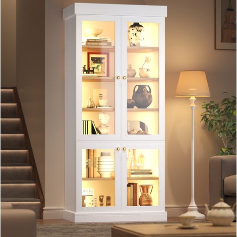 MEUBLIV Vitrina alta 80x40x180 cm negra – LED integrada, antivuelco (1/5)