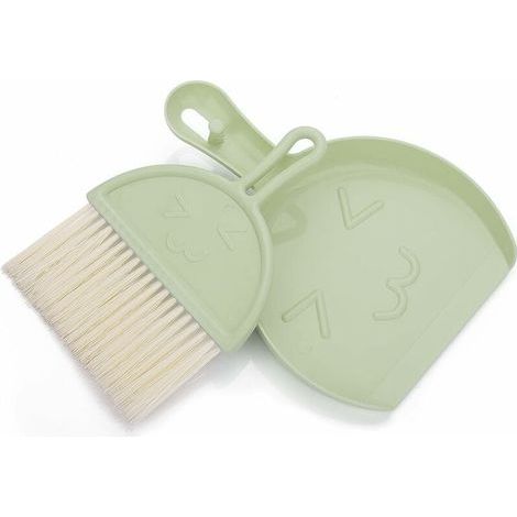 Ensemble mini pelle et balayette, petit balai et pelle à poussière, ensemble de brosse portable pour dessus de table, outils de nettoyage avec poils doux, pelle à poussière pour bureau (vert) (1/5)