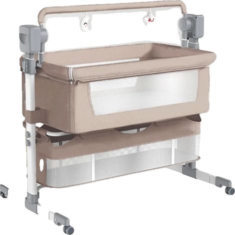 Berceau pour bébé, balancement à cinq vitesses, hauteur réglable, X601-BEIGE (1/2)