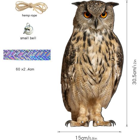 Pendentif cloche anti-oiseaux hibou (1/5)