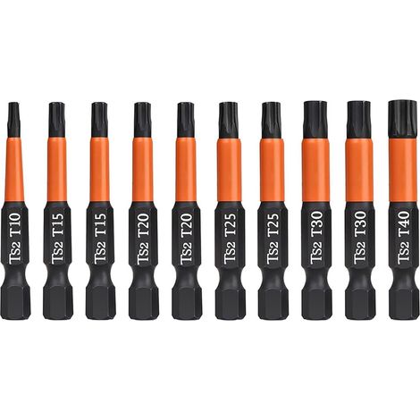 10PCS 50mm Jeu d'embouts de Tournevis Torx Set de Tournevis Magnétiques en Acier S2 T10-T40 avec 1/4" Hexagonale Tige (1/5)